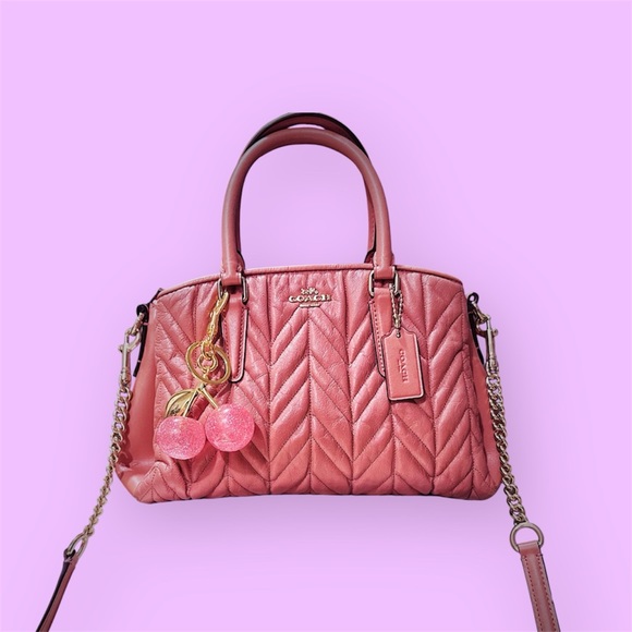 Coach soho shoulder bag Quilted Pink Satchel small crossbody bag tote bag - Picture 3 of 16